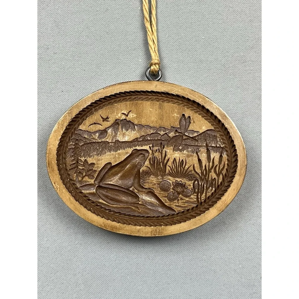 Summer‎ Frog and Dragonfly Springerle Cookie Mold Oval Hand Made in Switzerland